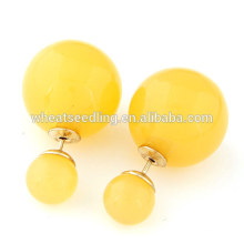 fashion jewelry resin round shaped double ball earring fashion from China